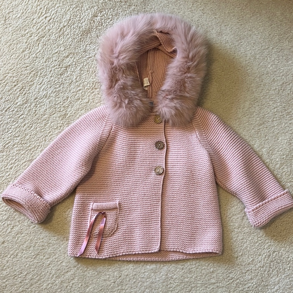 Pangasa Baby Girl Cardigan with Fur - Picture 1 of 4